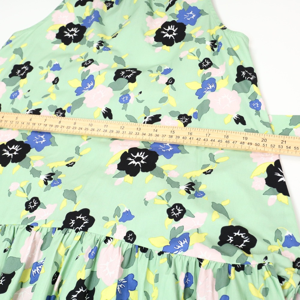 Pearl by Lela Rose Floral Cotton Halter Belted Dress XS Green Feminine Romantic - Picture 11 of 14